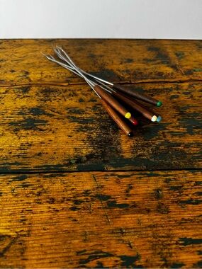 Wood Handle Fondue Fork Set in Multicolor Tips